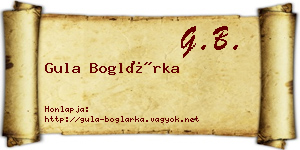 Gula Boglárka névjegykártya